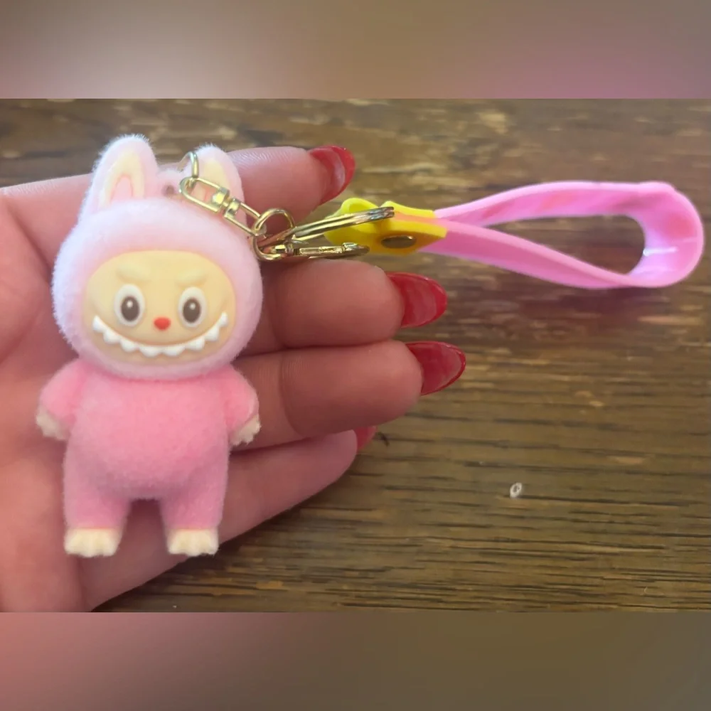 Labubu Fuzzy Pink Collectible Keychain
